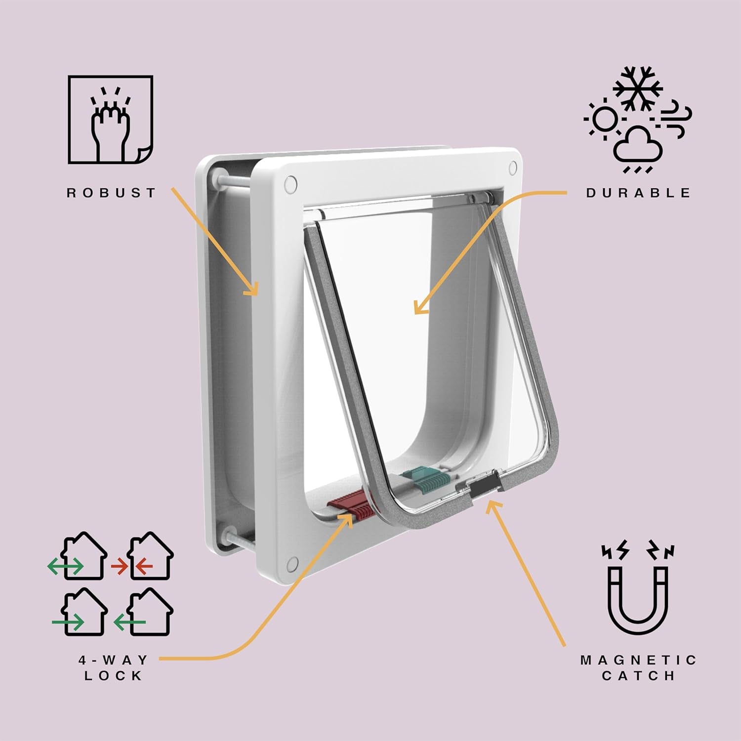 Cat and Small Pet Door, Small, White, Pets up to 11 Lbs