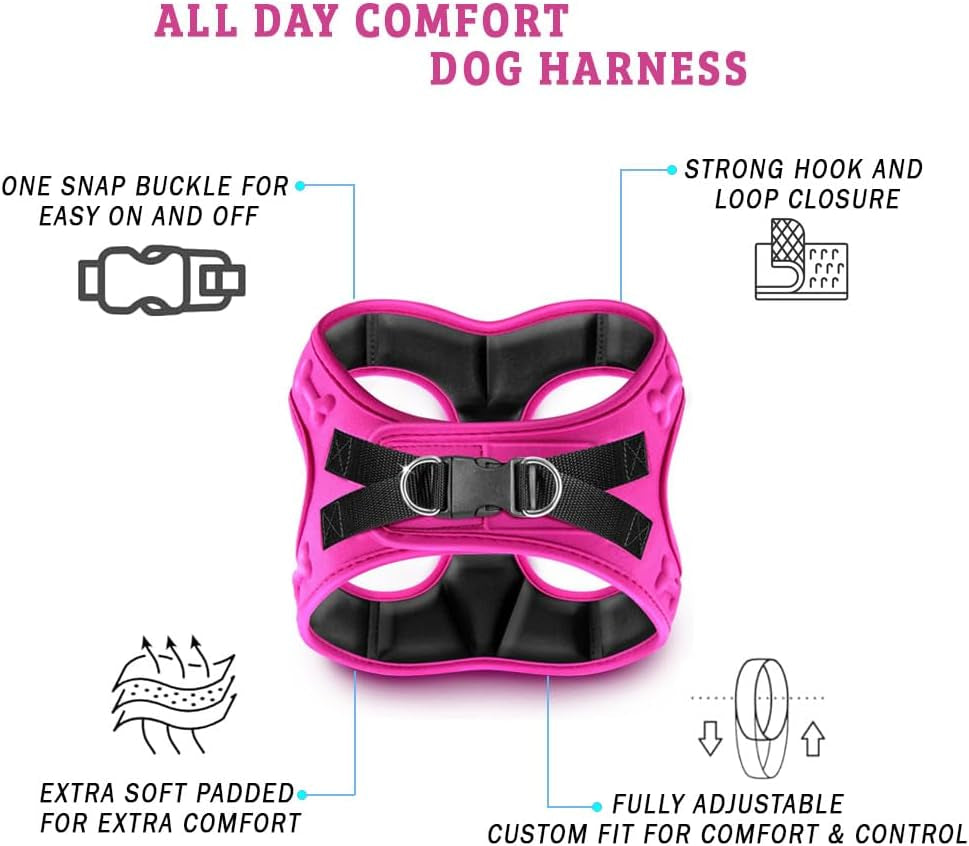 Comfort Fit Dog Harness - Comfortable Puppy Harness & Dog Vest: Adjustable, Soft Padded for Small, Medium Dogs - Easy to Put-On Dog Harness Medium Sized Dog